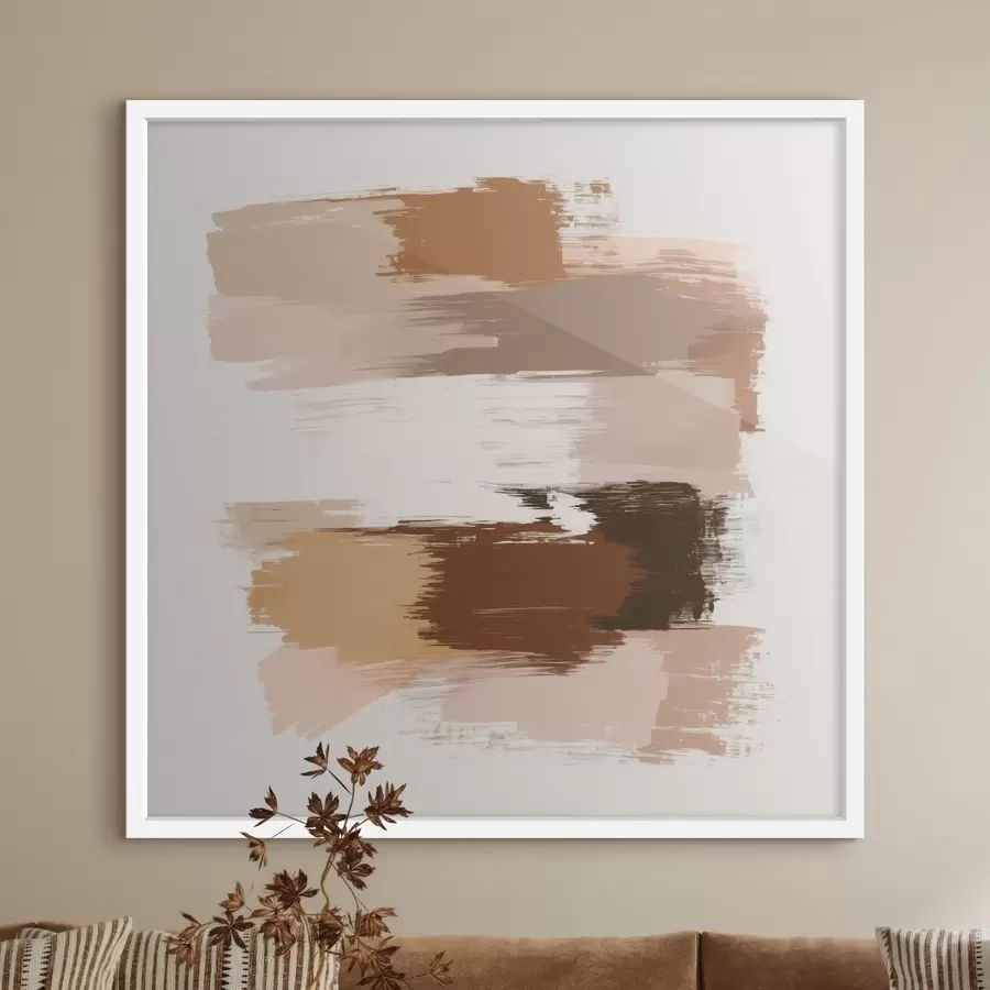 Fototapety Minimalistická scéna s horizontálnymi ťahmi štetca v odtieňoch kávy a terakoty f48858