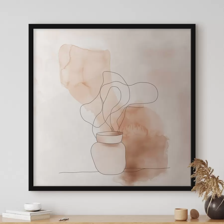 Fototapety Striedma kompozícia s vázou a grafickými líniami v minimalistickom štýle f48869