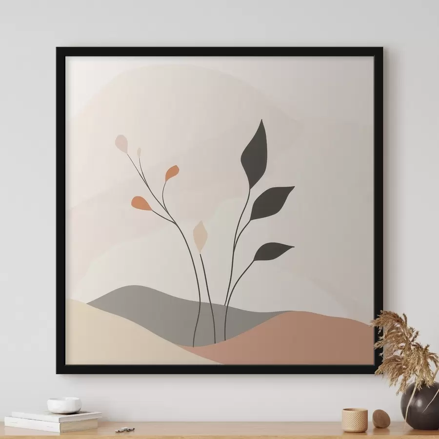 Fototapety Stručná scéna s rastlinnou tematikou a organickými tvarmi v štýle súčasného umenia f48874