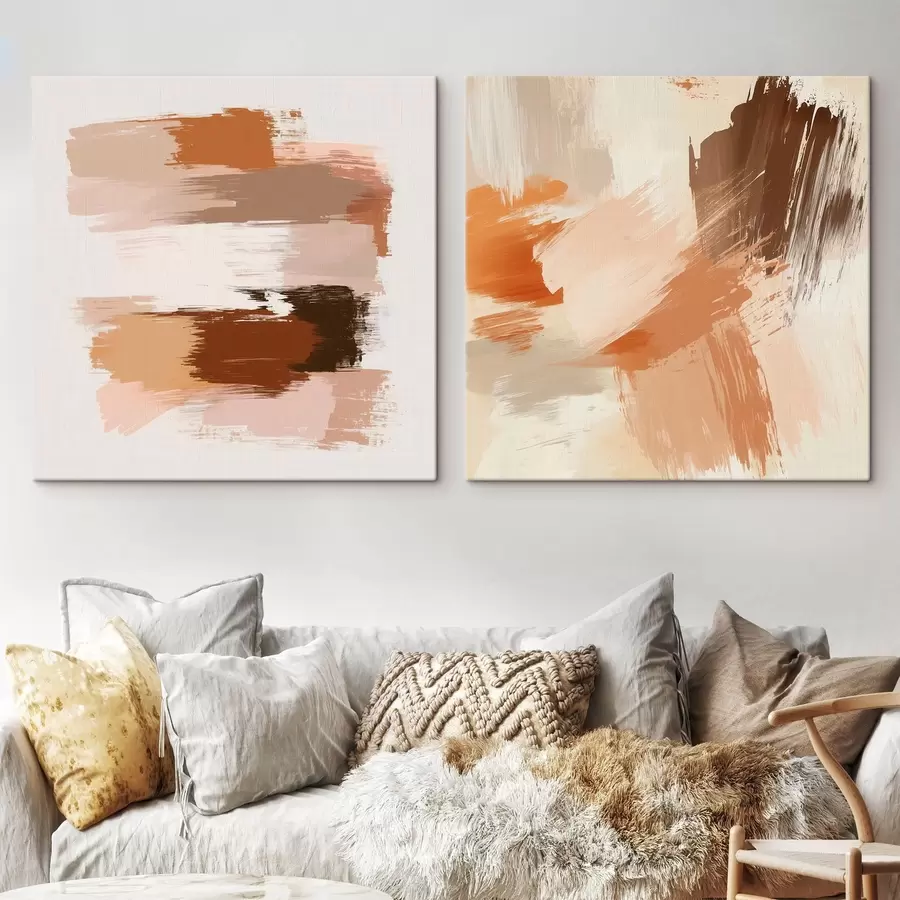 Obraz Dekoratívne umenie v teplých hnedo-béžových odtieňoch s efektom maliarskeho ťahu štetcom m30355