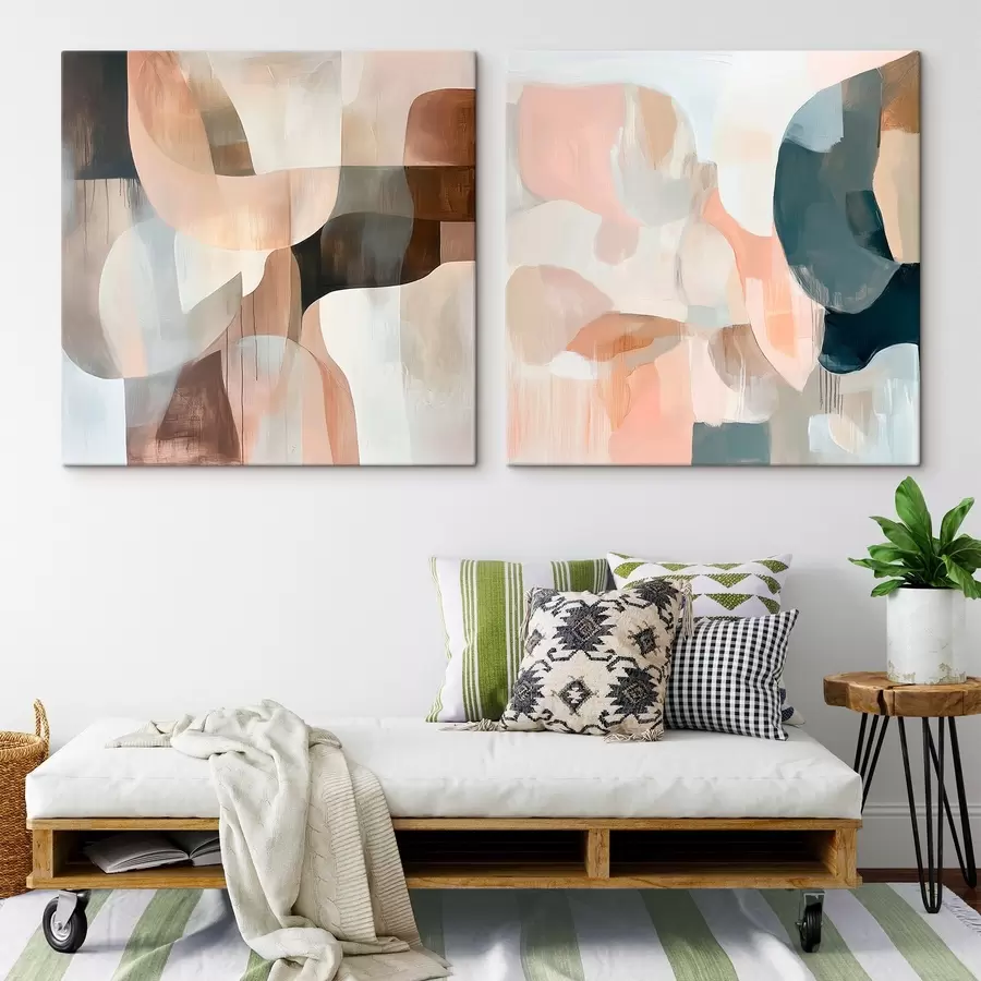 Obraz Minimalistická scéna v béžovo-ružových a sivých odtieňoch v umeleckom štýle m30356