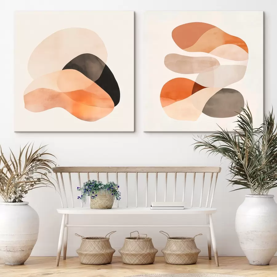 Fototapety Kompozícia mäkkých zaoblených tvarov a jemných tieňov v štýle umeleckého plagátu m30358