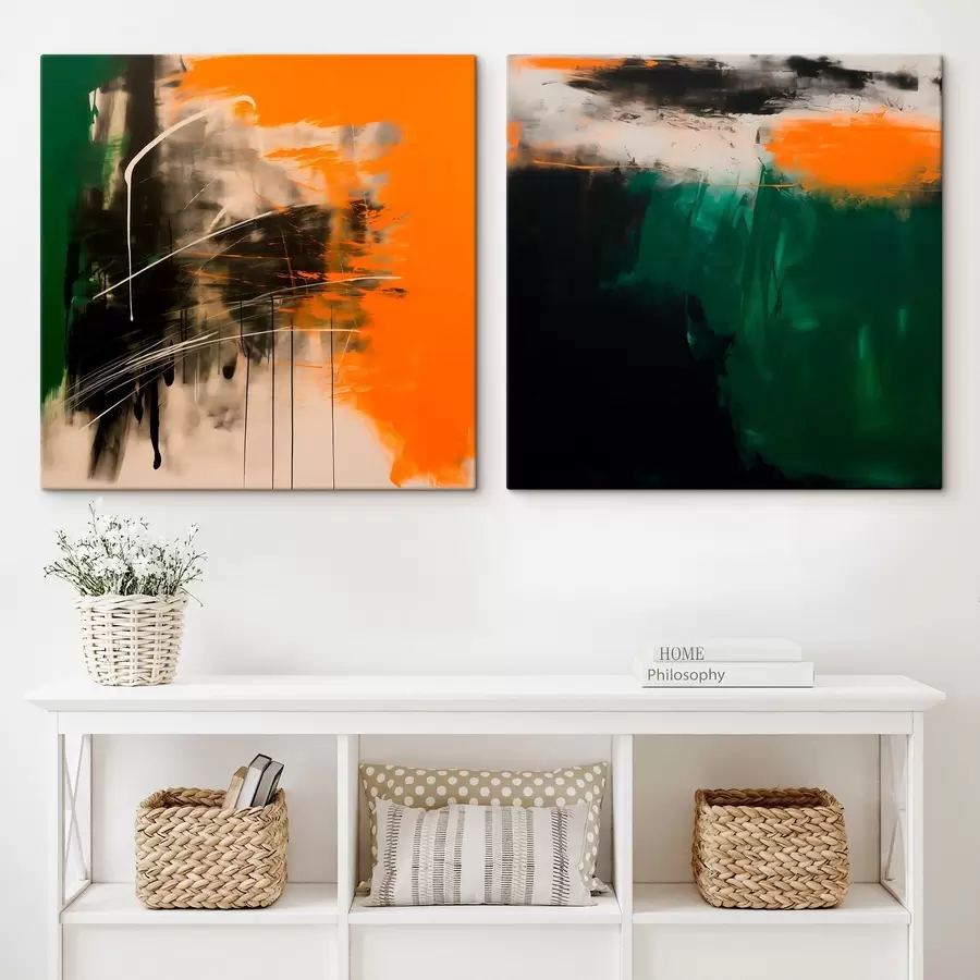 Fototapety Kompozícia s výraznými ťahmi štetca a hlbokými tmavými tónmi v minimalistickom štýle m30359