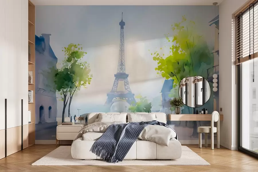 Fototapety Paríž, mestský výjav v akvarelovom štýle à la prima w05566