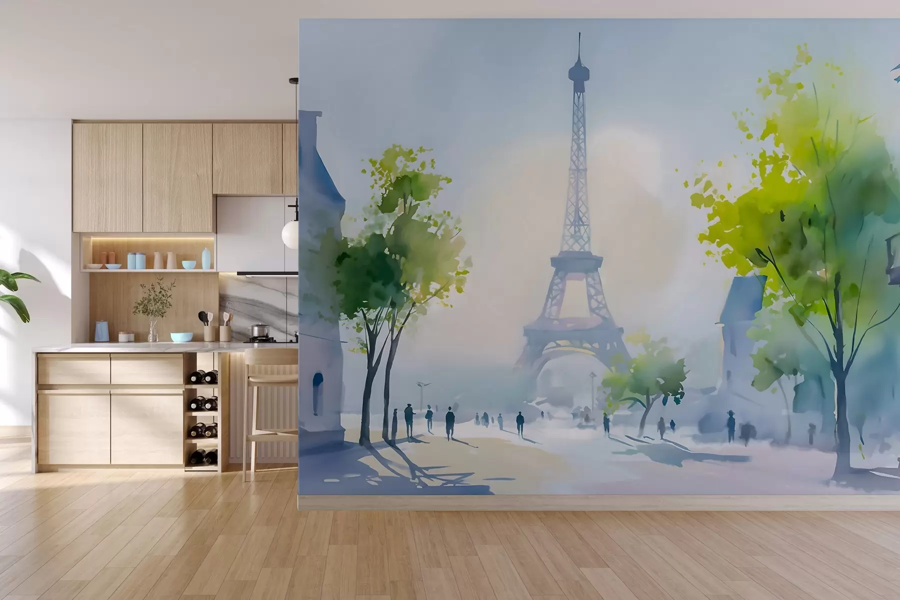 Fototapety Paríž, mestský výjav v akvarelovom štýle à la prima w05566