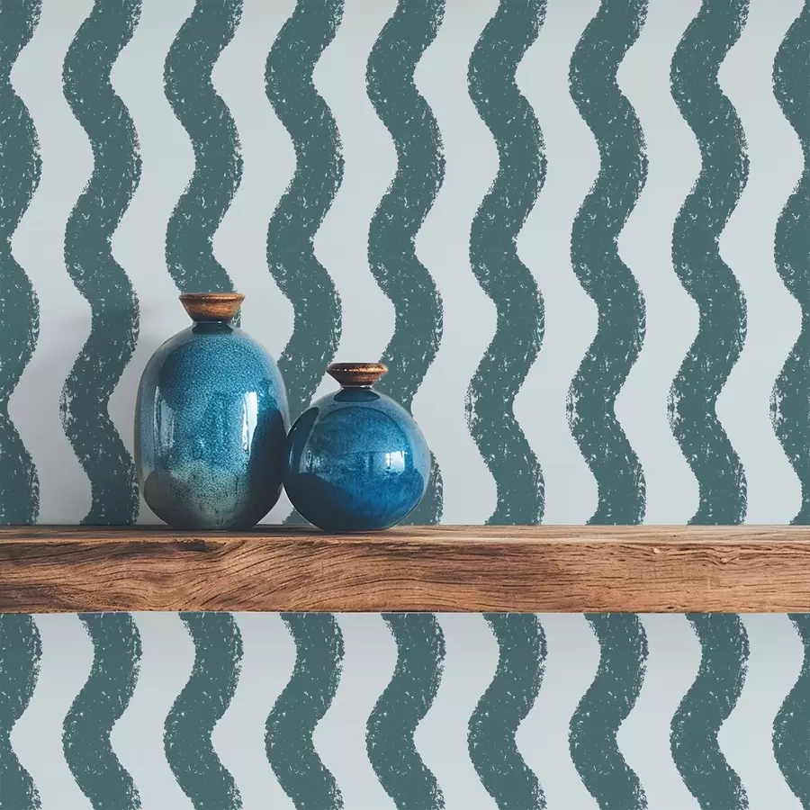 Fototapety Vlnitý vzor v tmavo-tyrkysovej farbe na svetlom pozadí a01188v3
