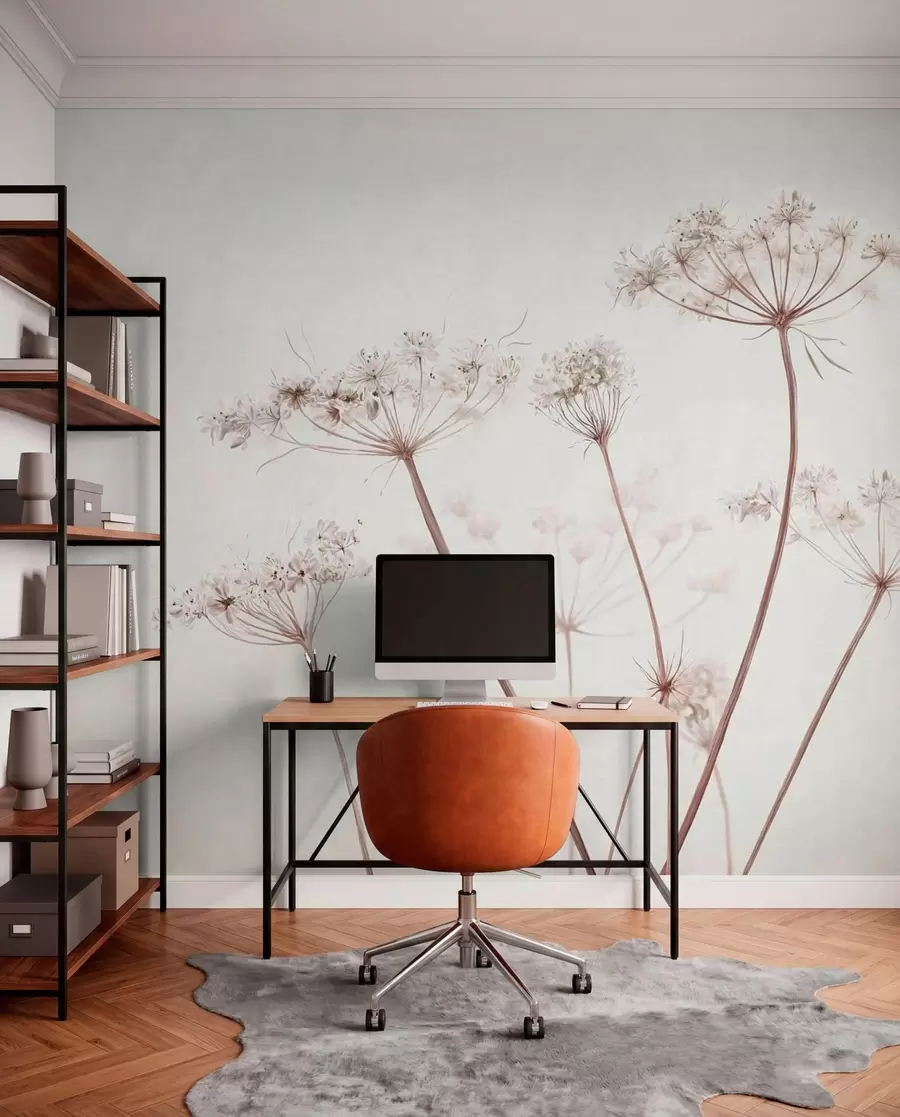 Fototapety Vysušené okoličnaté kvetenstvo na svetlom minimalistickom pozadí w05543