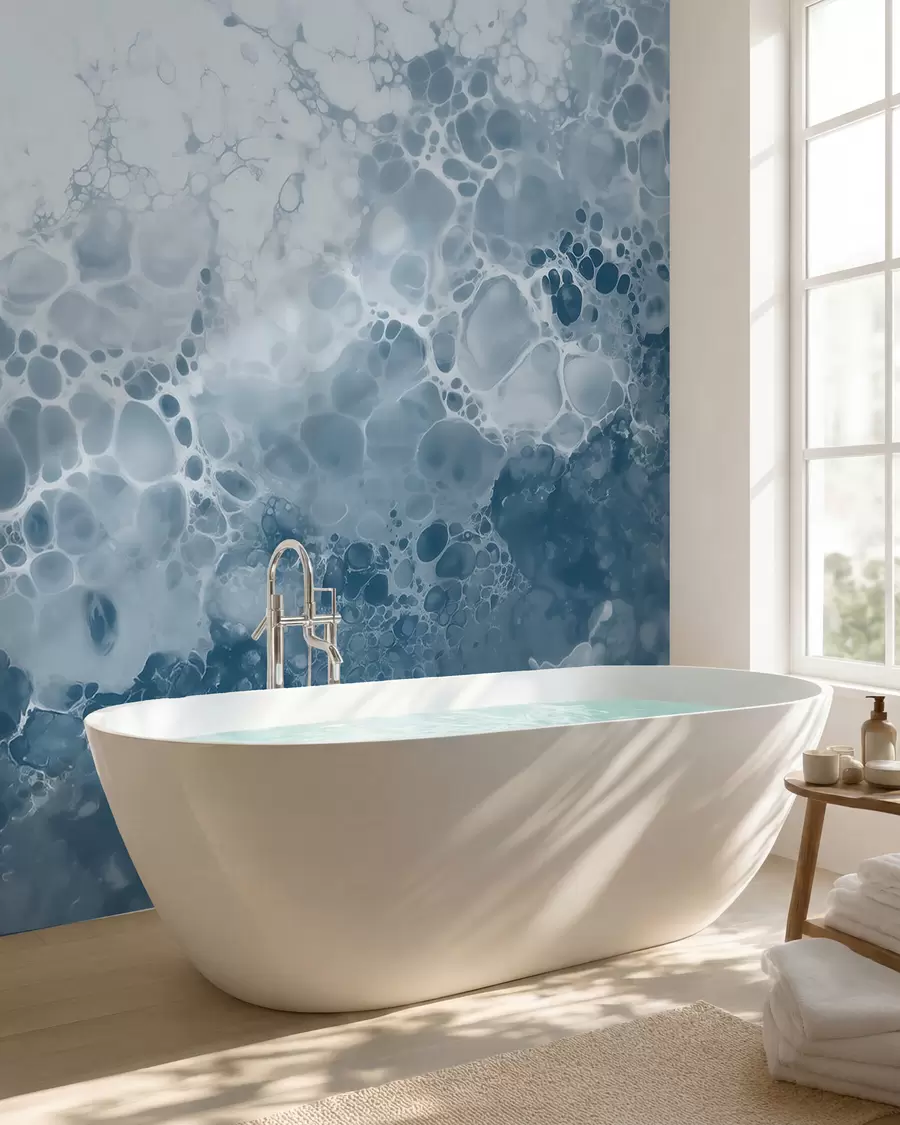 Fototapety Vzdušná modrá abstrakcia s bublinkami v akvarelovom štýle w09673