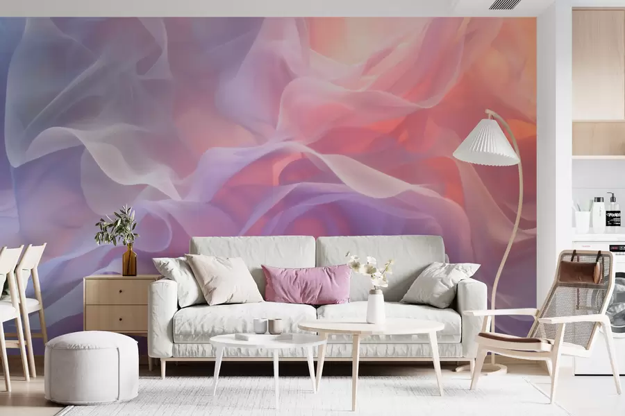 Fototapety Vzdušná abstrakcia s priesvitnými vlnami v ružovo-fialovej farebnej škále w09851