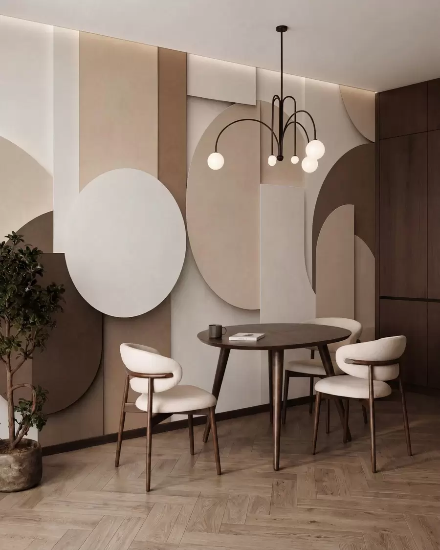 Fototapety Textúrované béžové geometrické tvary v viacvrstvovej 3D kompozícii, minimalistické moderné nástenné umenie w05598