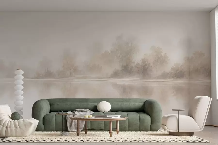Fototapety Minimalistická hmlistá krajina s jemnými odleskami v teplých neutrálnych odtieňoch w05606