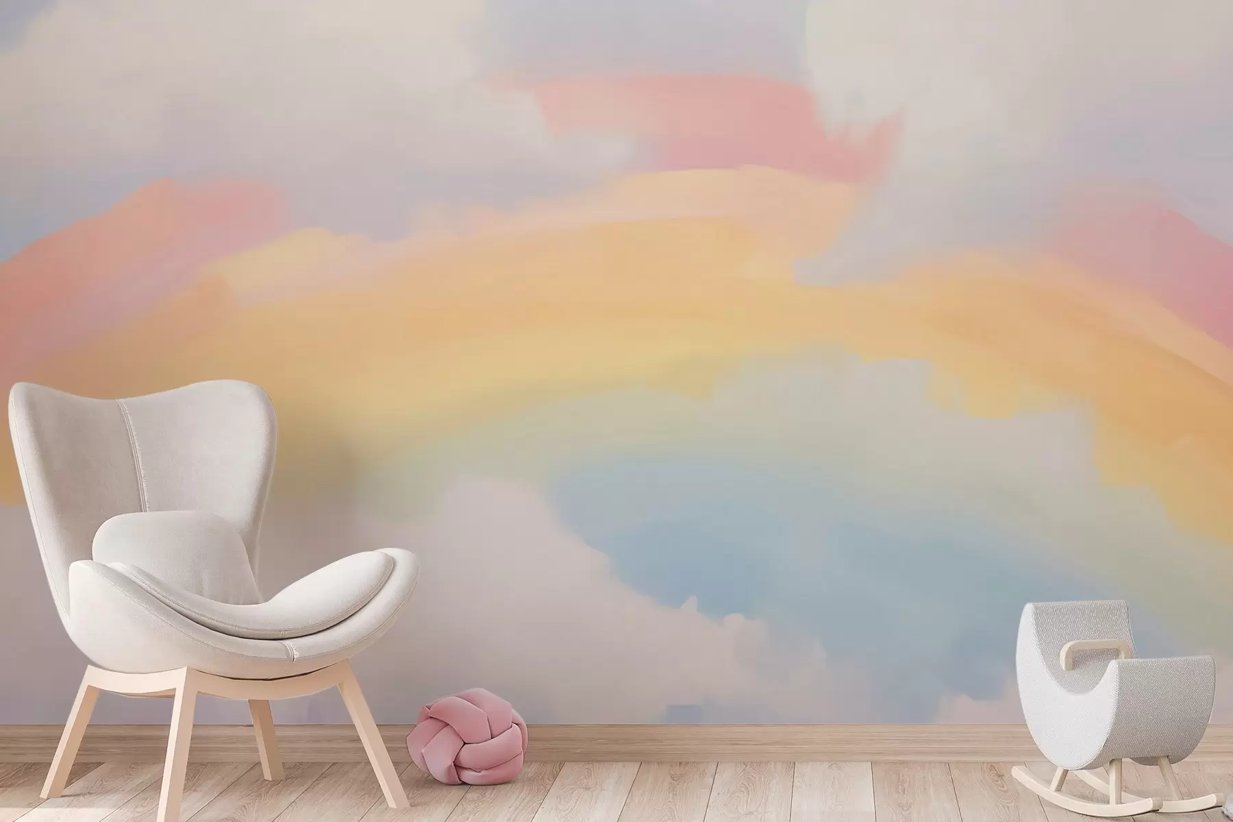 Fototapety Abstraktná dúha medzi mrakmi – imitácia maľby w05592