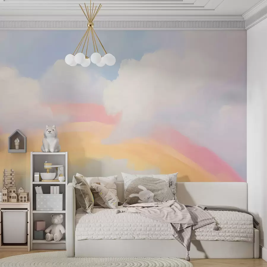 Fototapety Abstraktná dúha medzi mrakmi – imitácia maľby w05592
