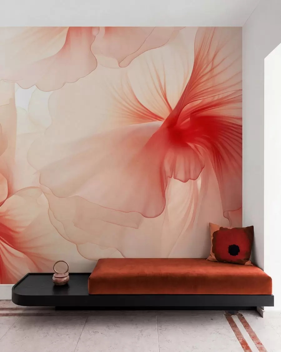 Fototapety Kvety v jemných odtieňoch s vzdušnými priehľadnými okvetnými lístkami v akvarelovom štýle, elegantná kvetinová kompozícia w05360