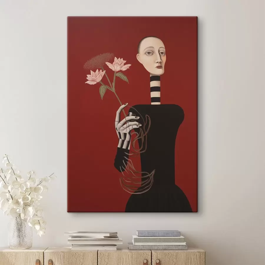 Obraz Štýlový ženský portrét s kvetinami s49190