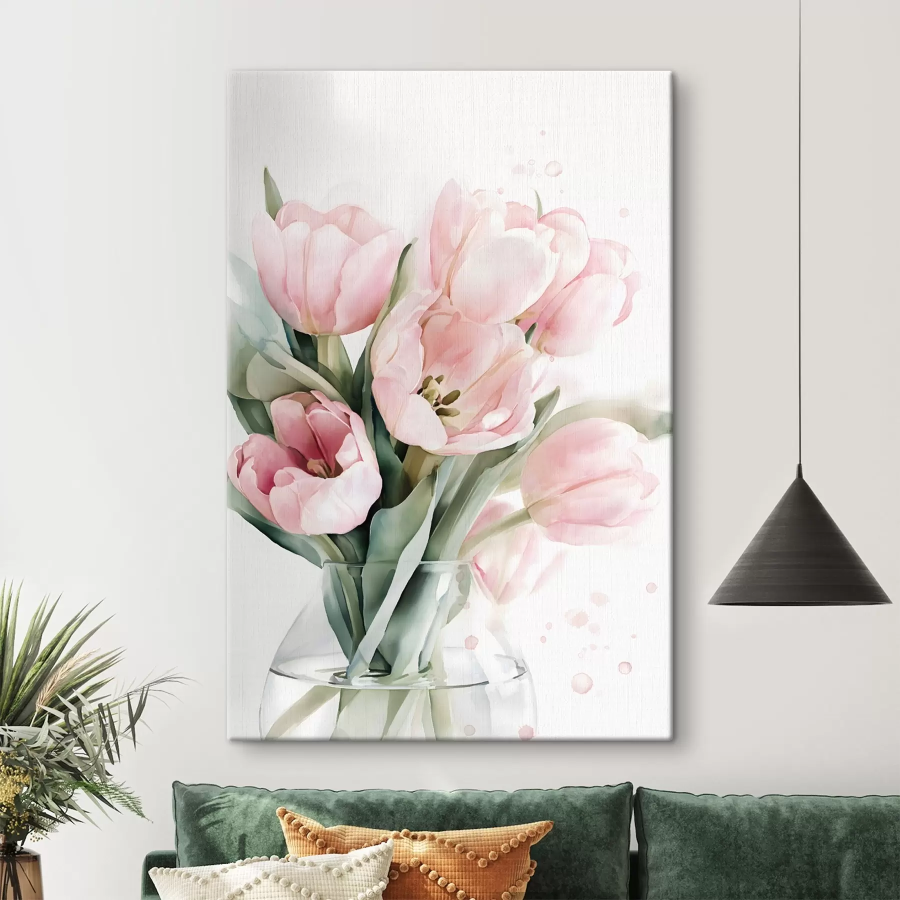 Obraz Jemné ružové tulipány v akvarelovom štýle s49225