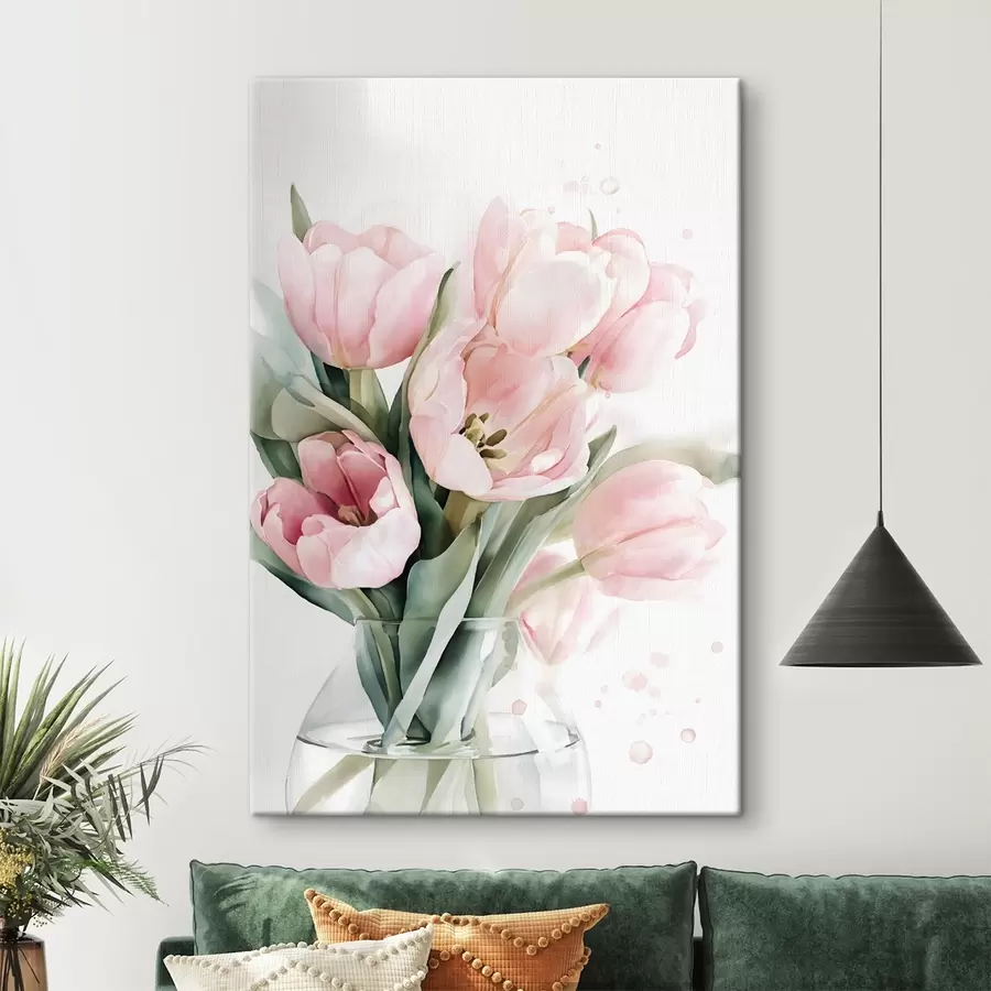 Obraz Jemné ružové tulipány v akvarelovom štýle s49225