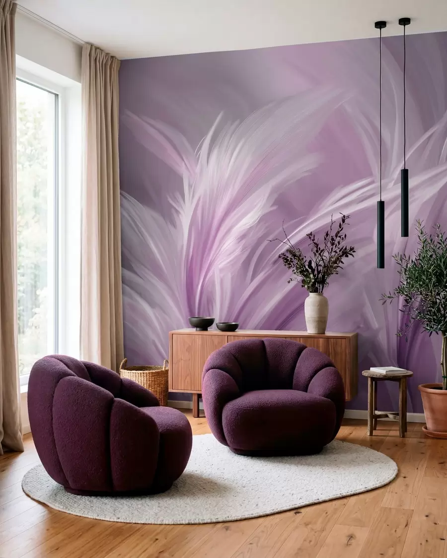 Fototapety Elegantné pierka v odtieňoch fialovej w05658v2