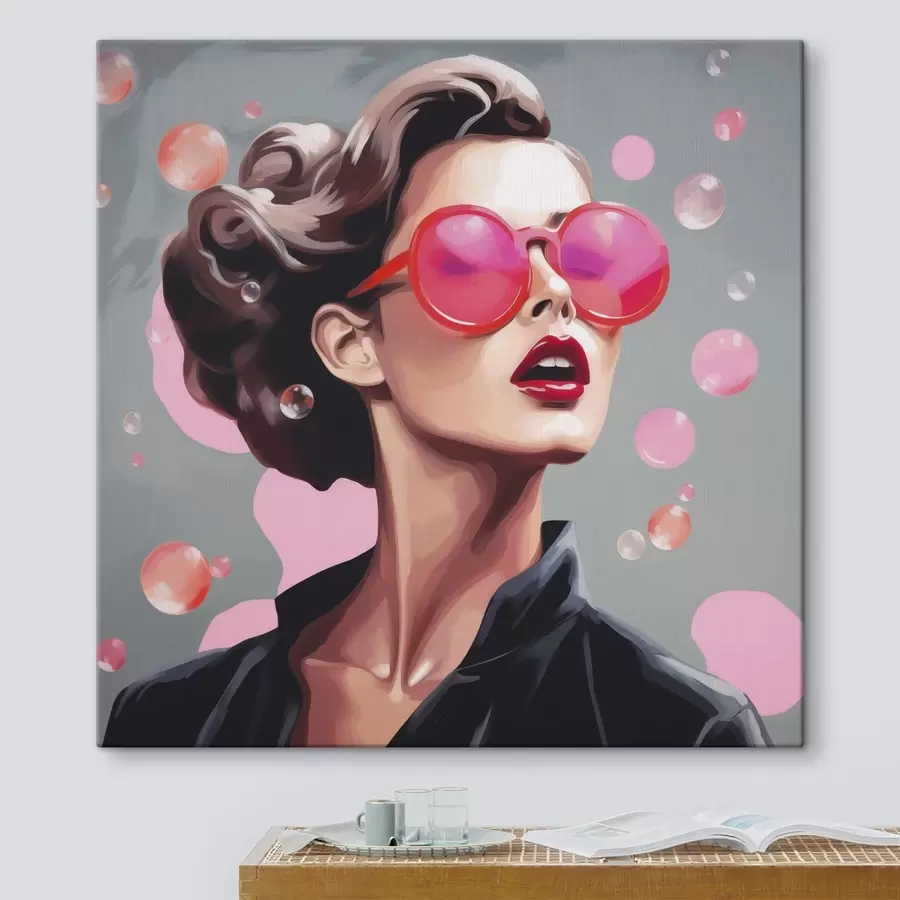 Obraz Ilustrácia dievčaťa so slnečnými okuliarmi (imitácia) s49386