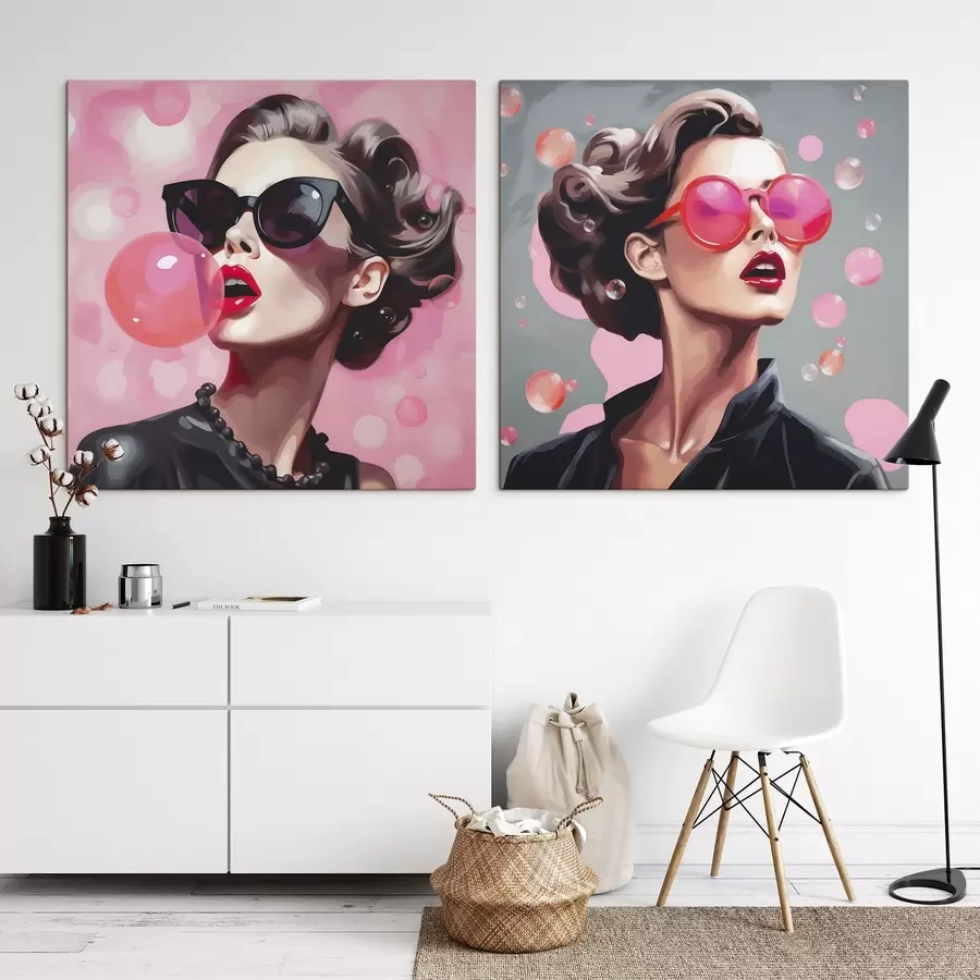 Obraz Ilustrácia dievčaťa so slnečnými okuliarmi (imitácia) m30551