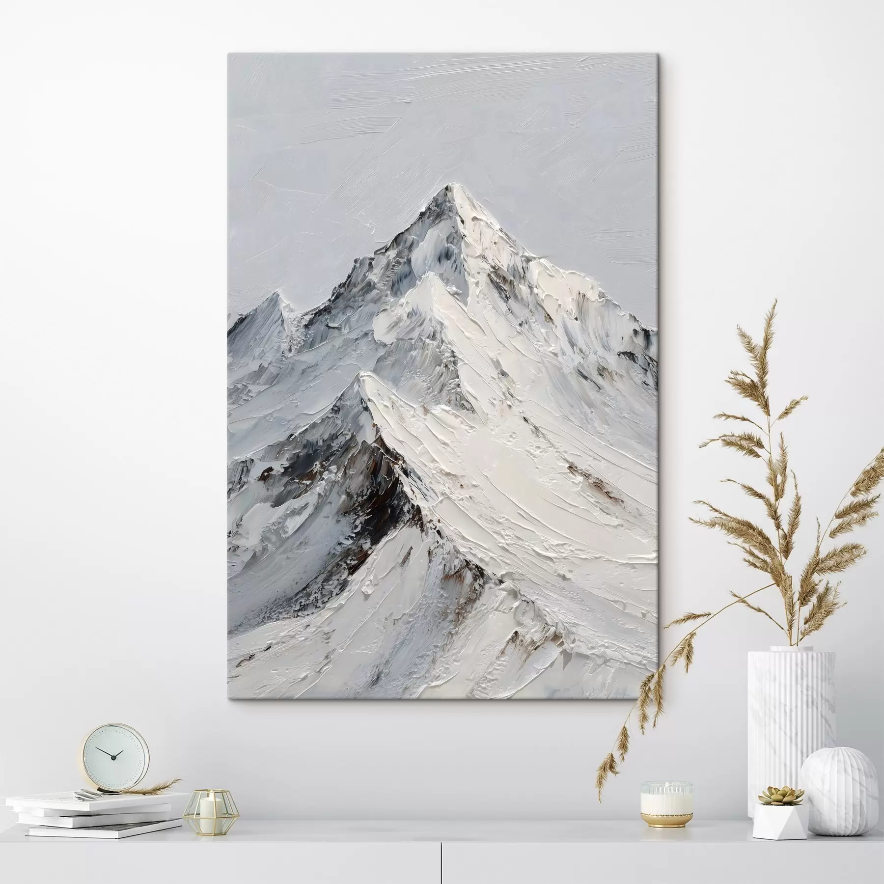 Obraz Zasnežené hory v impasto štýle s49460