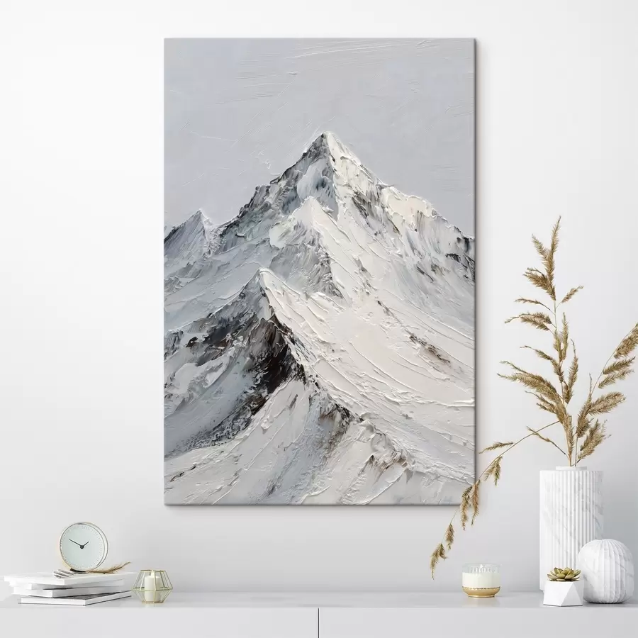 Fototapety Zasnežené hory v impasto štýle s49460