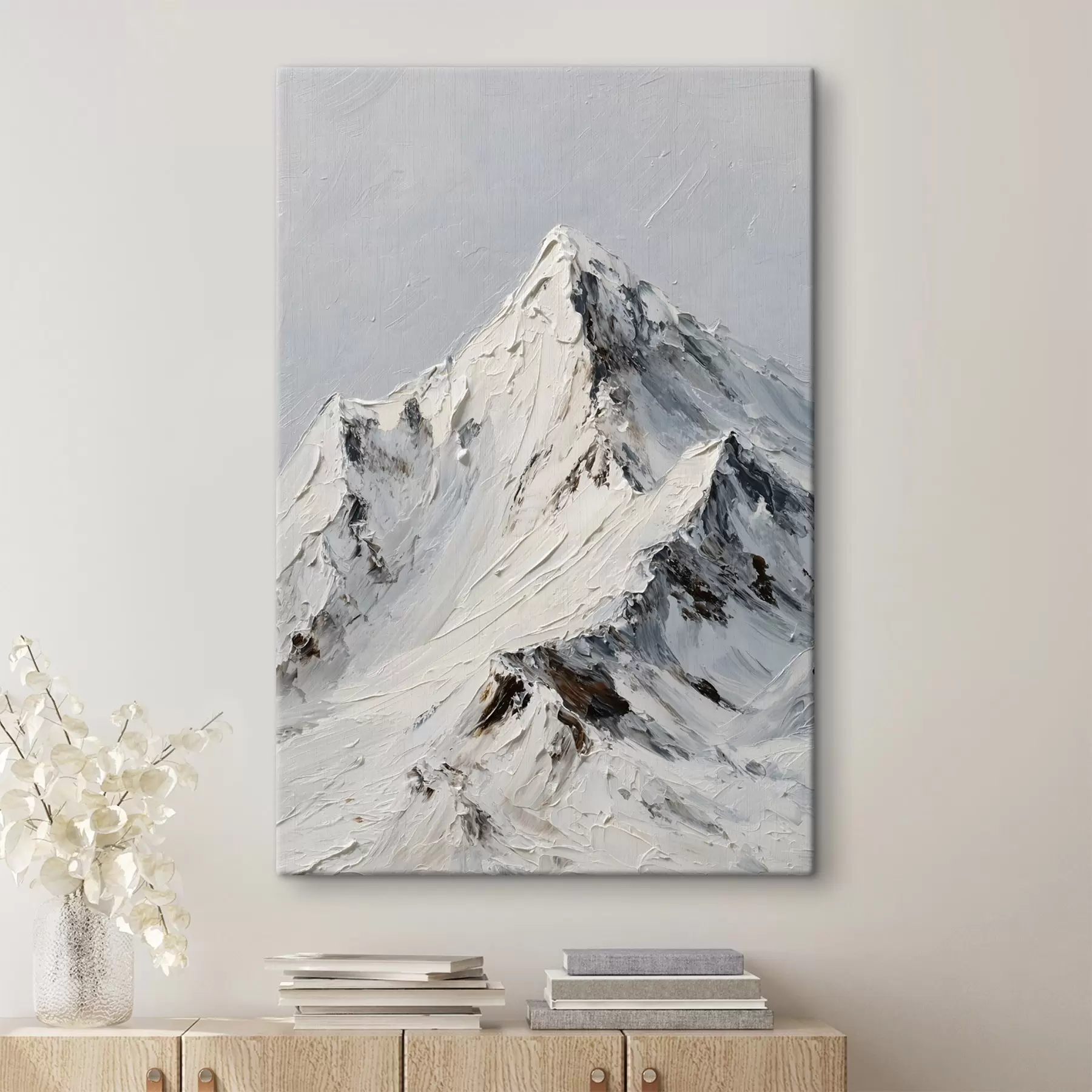 Obraz Zasnežené hory v impasto štýle s49461