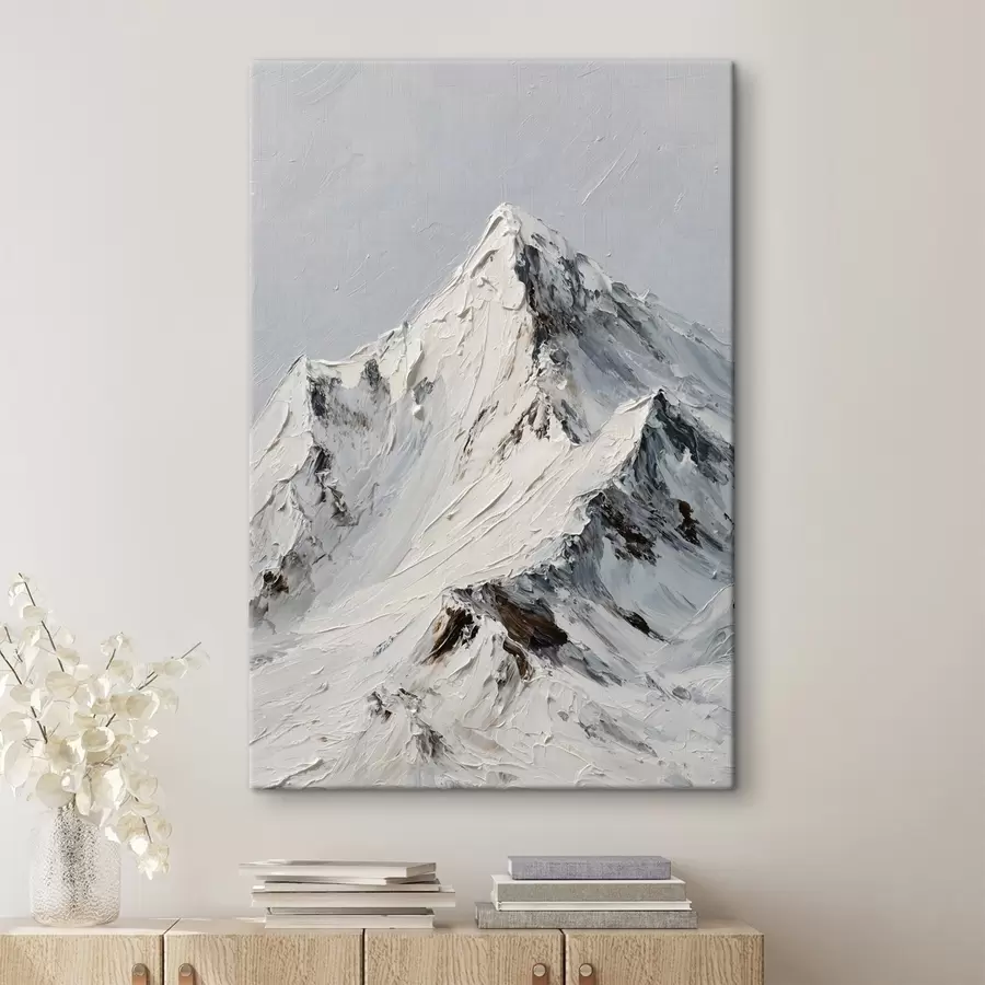 Fototapety Zasnežené hory v impasto štýle s49461
