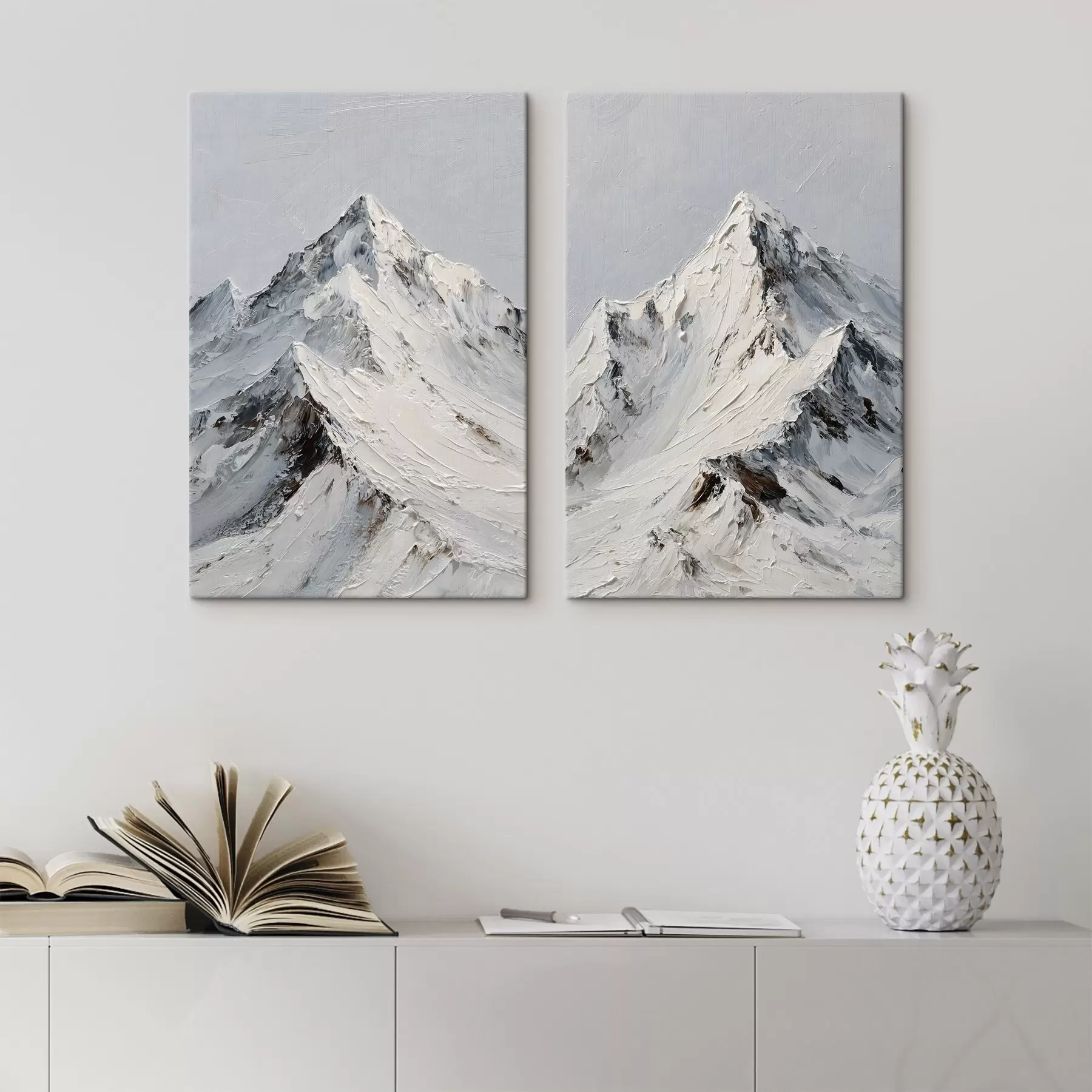 Obraz Zasnežené hory v impasto štýle m30589