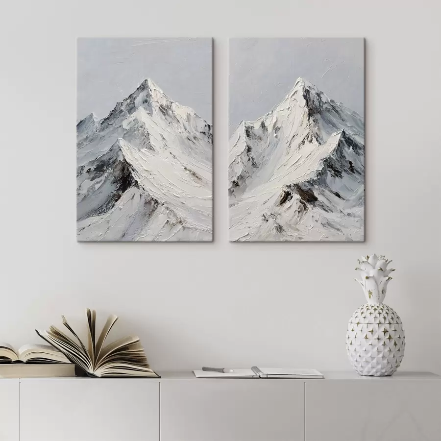 Fototapety Zasnežené hory v impasto štýle m30589