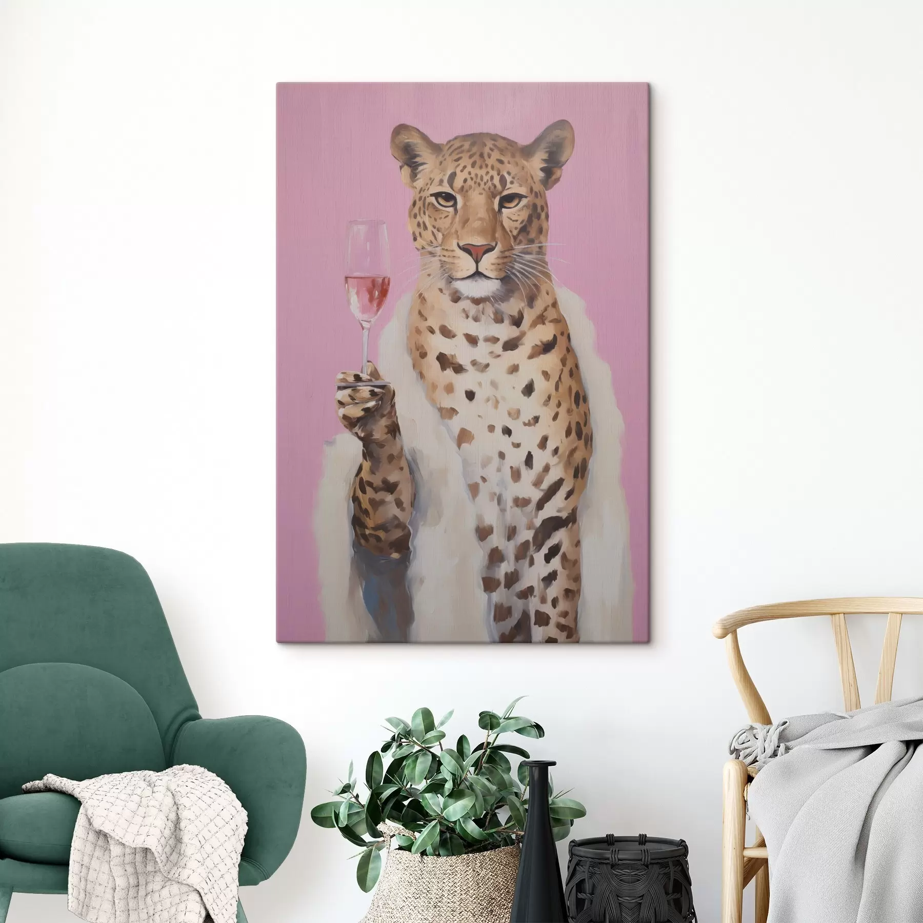 Obraz Maľba leoparda s imitáciou skla s49510