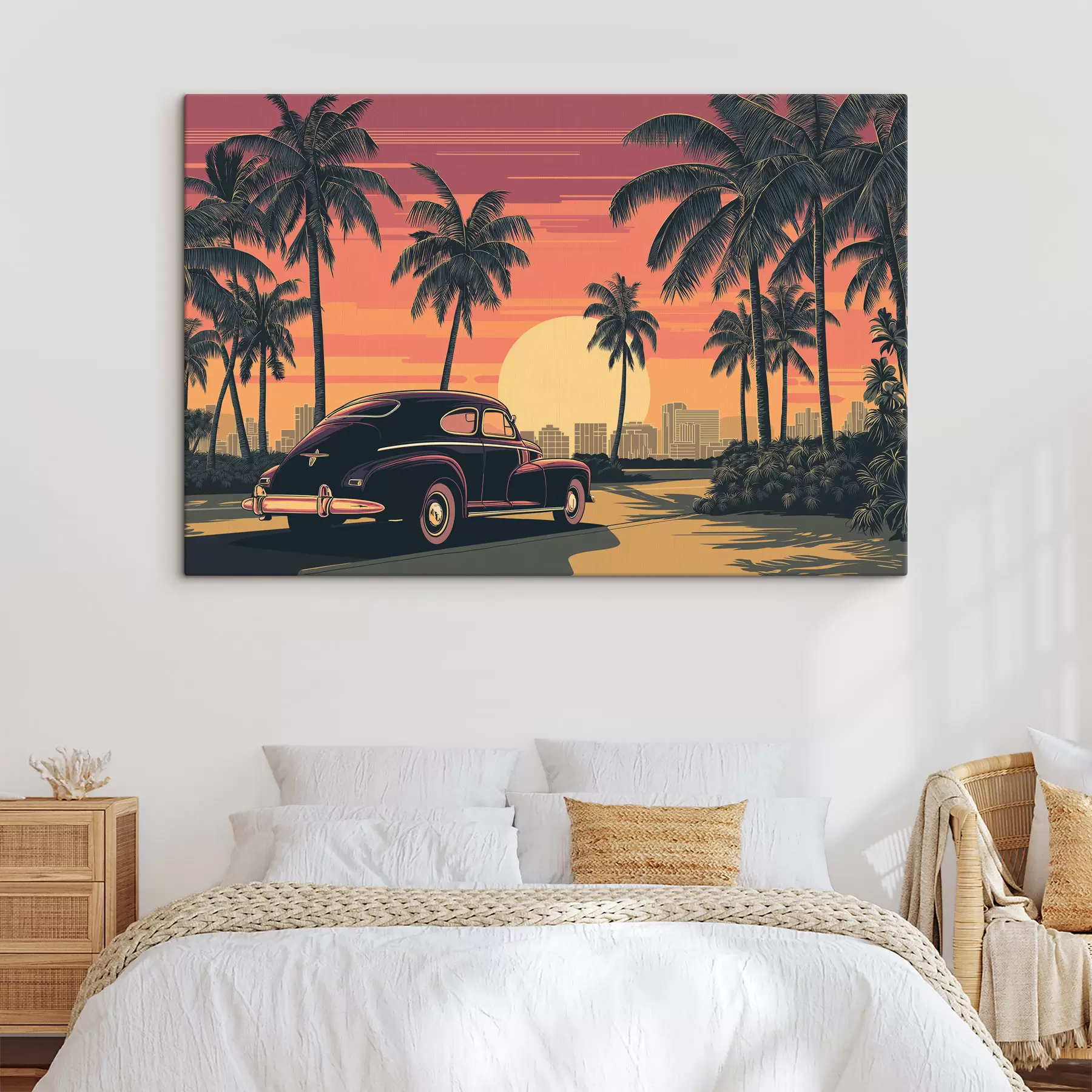 Obraz Retro auto s palmami s49833