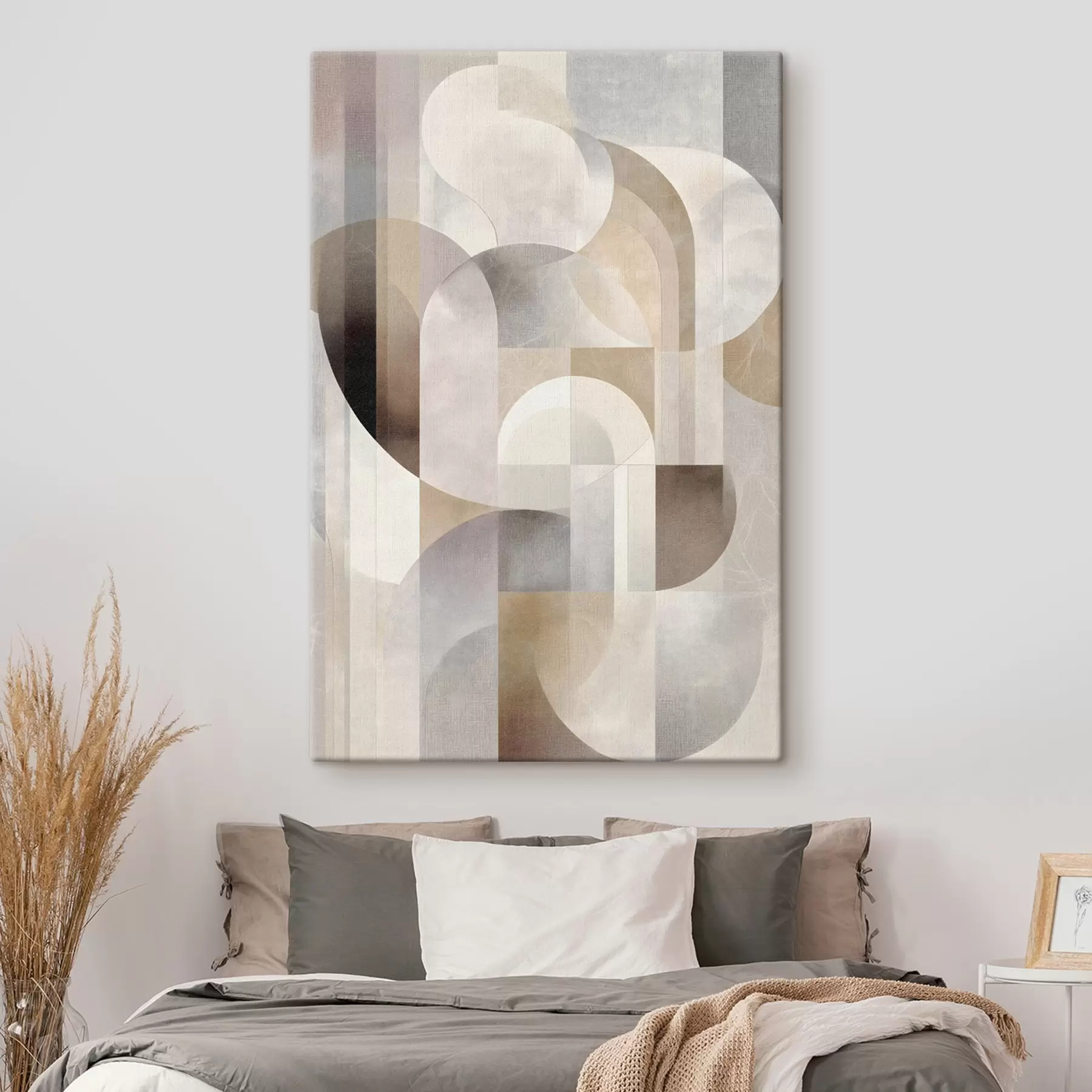 Obraz Minimalistická, geometrická a abstraktná kompozícia v palete jemných odtieňov béžovej, smotanovej, šedohnedej a šedobéžovej s49876