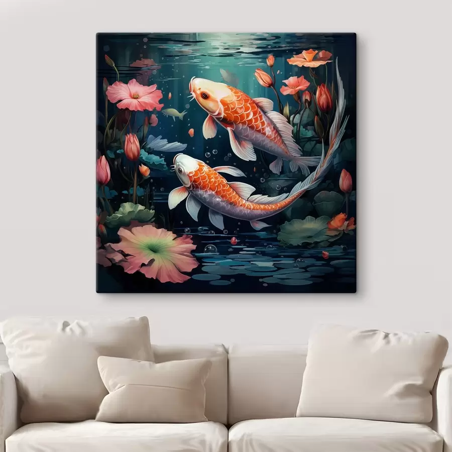 Fototapety Koi kapor s lotosmi s50038