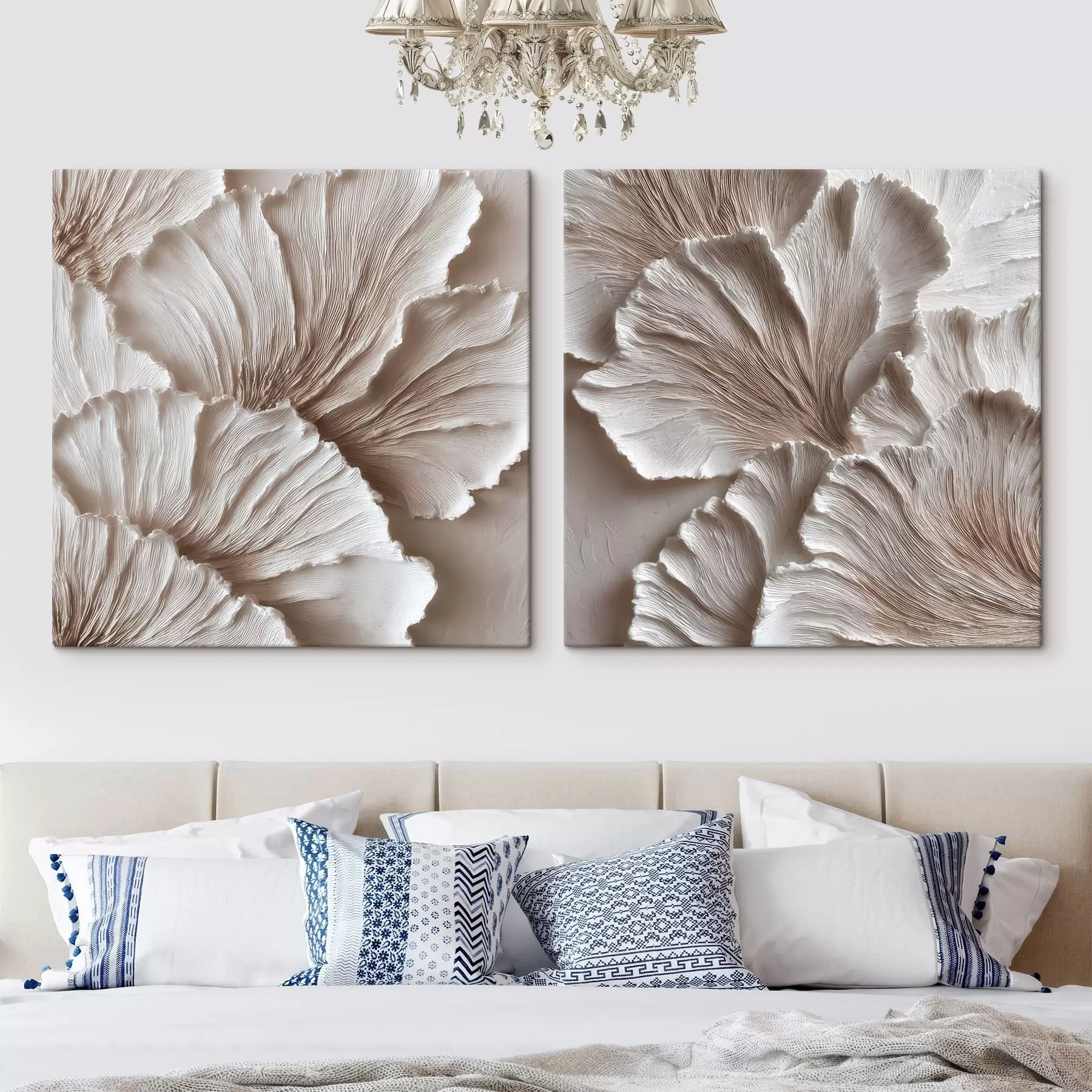 Obraz Interiérový diptych s textúrovanými čiarami v pastelovej farebnej škále v štýle súčasného umenia m30648