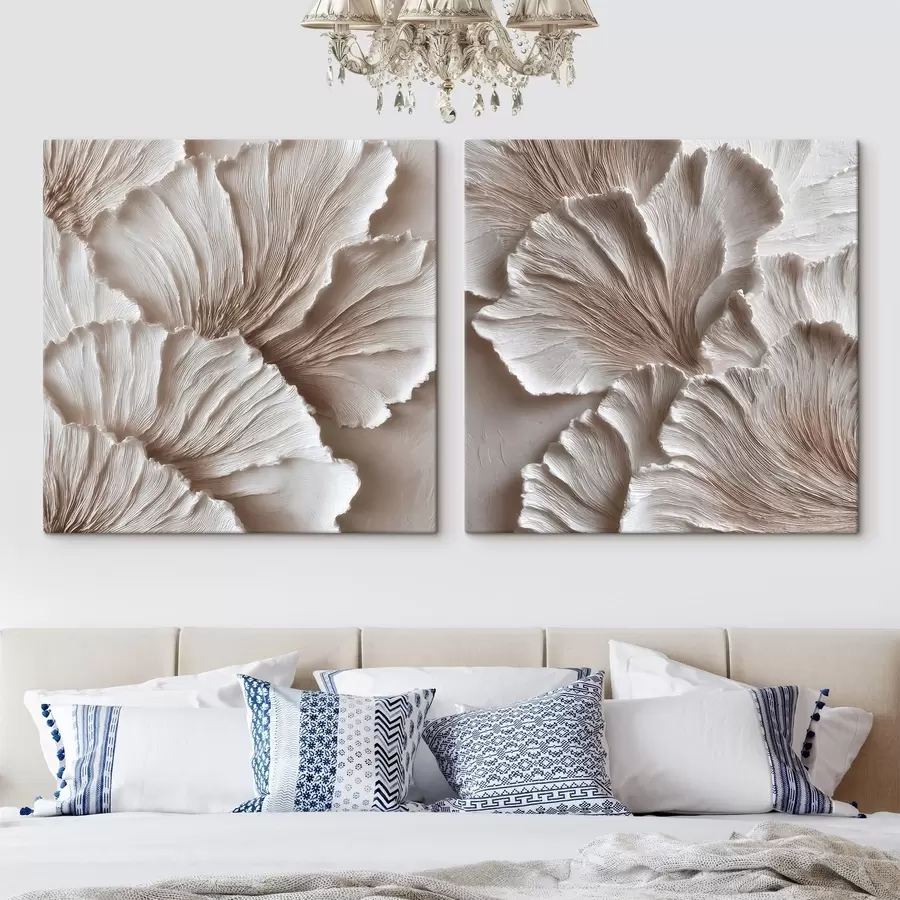 Obraz Interiérový diptych s textúrovanými čiarami v pastelovej farebnej škále v štýle súčasného umenia m30648