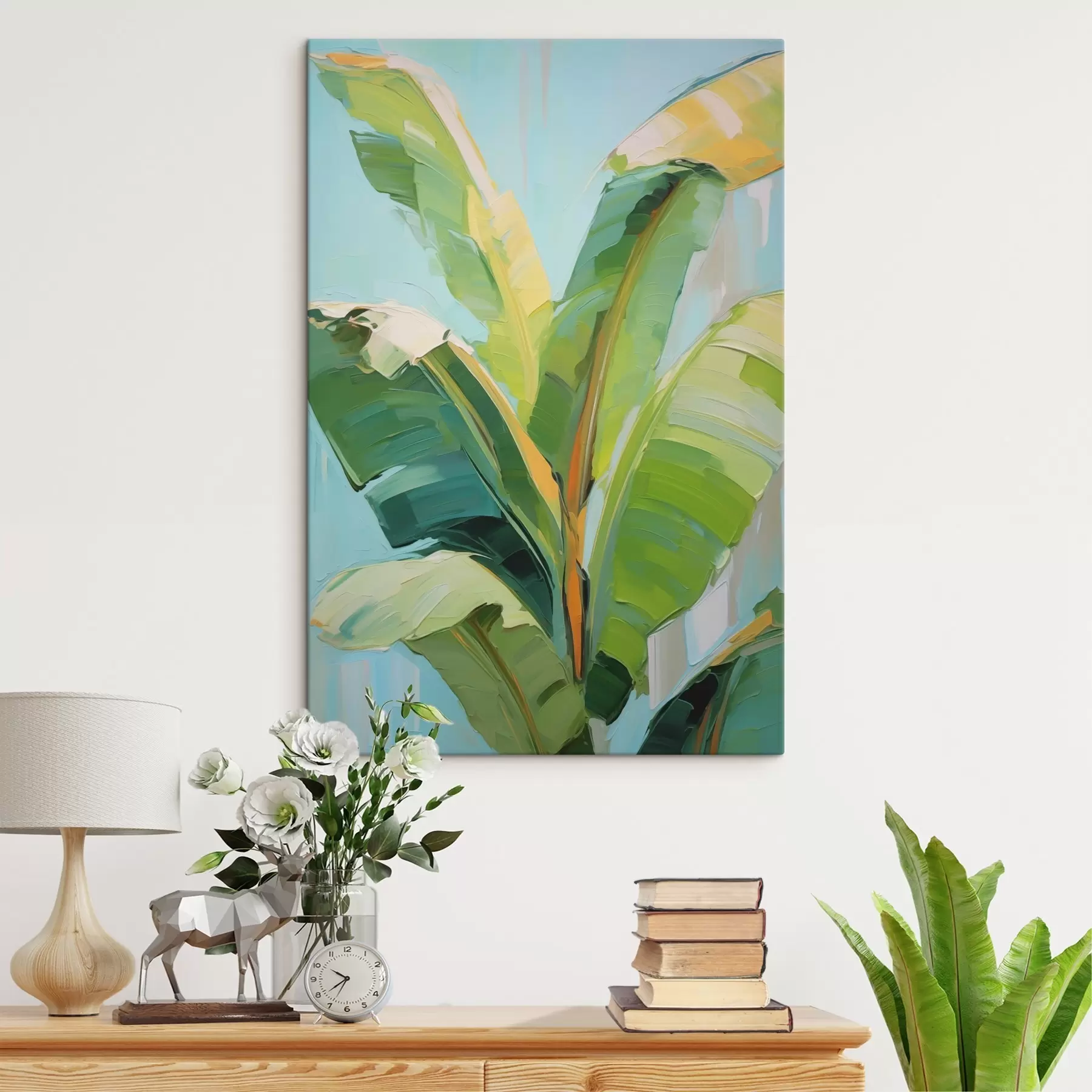 Obraz Listy banánovej palmy, maľba v imitácii s50069