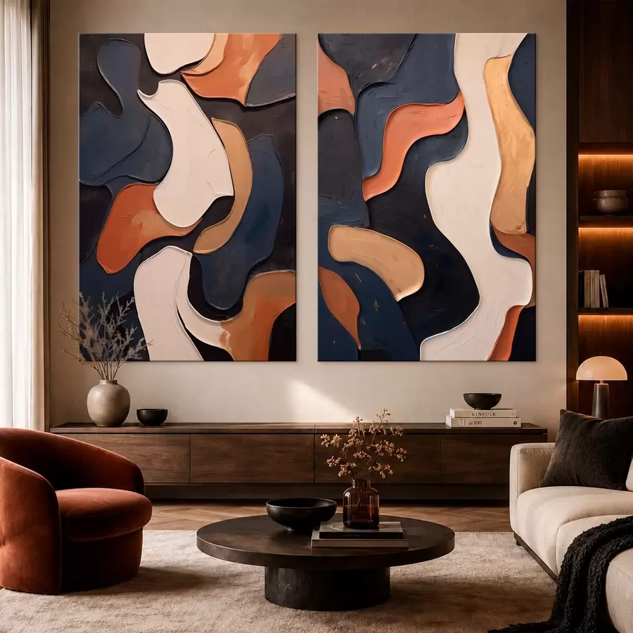 Obraz Diptych s abstraktnými organickými tvarmi m30745