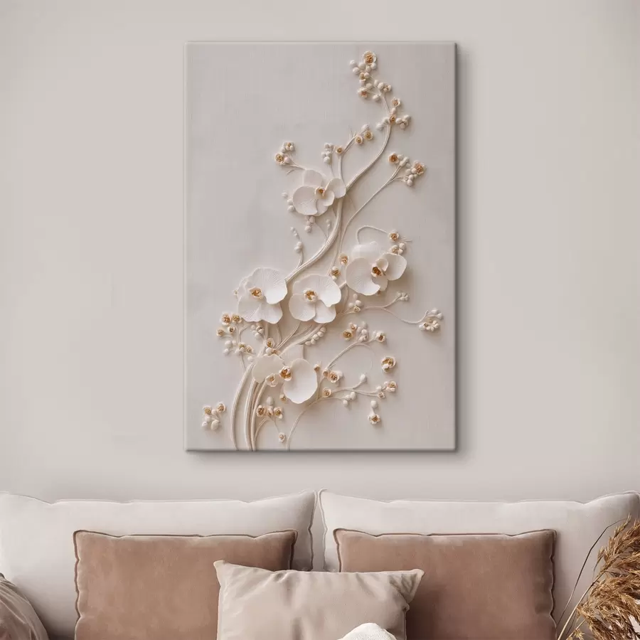 Obraz Krehké biele orchidey na elegantných vetvičkách s49959
