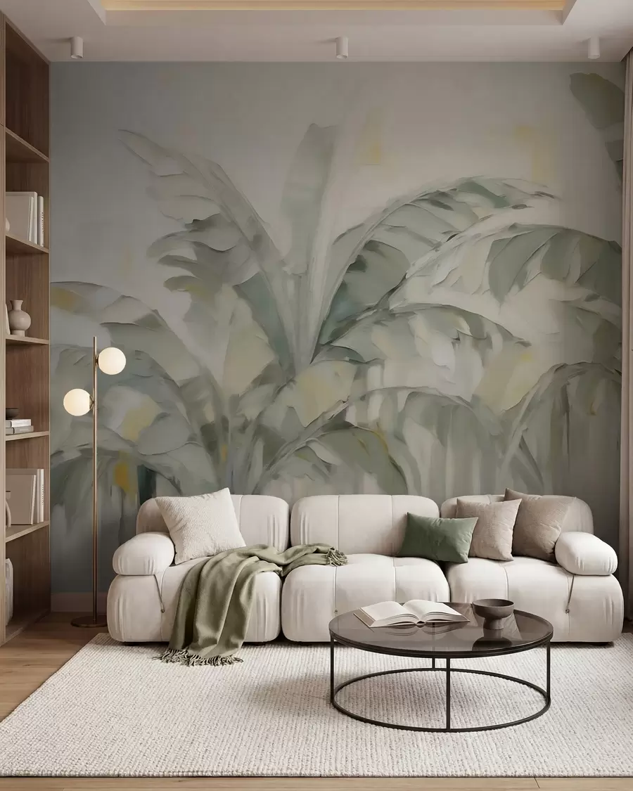 Fototapety Abstraktné palmové listy, imitácia maľby w05826