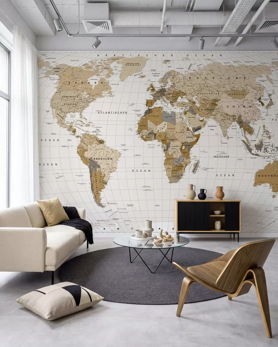Fototapety Okrová mapa sveta nemecky c00016de