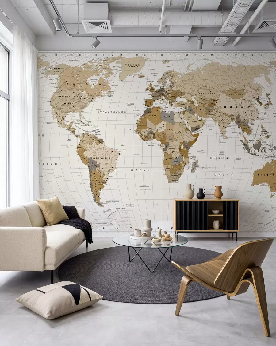 Fototapety Okrová mapa sveta ukrajinsky c00016uk