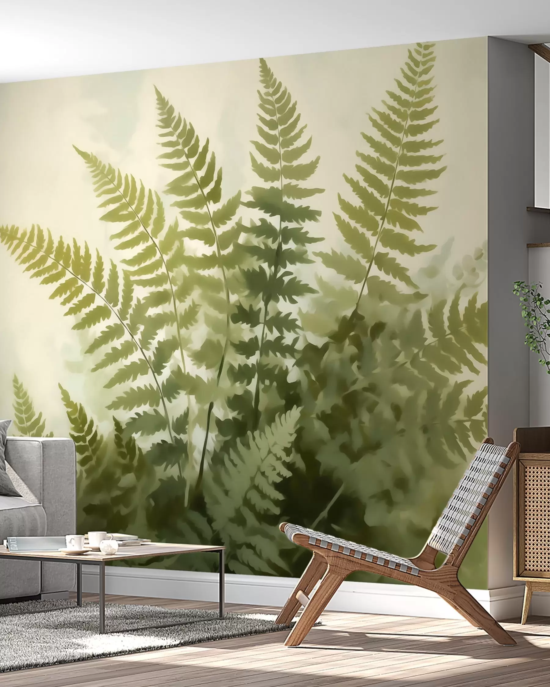 Fototapety Abstraktné štýlizované listy paprade, imitácia maľby w05852