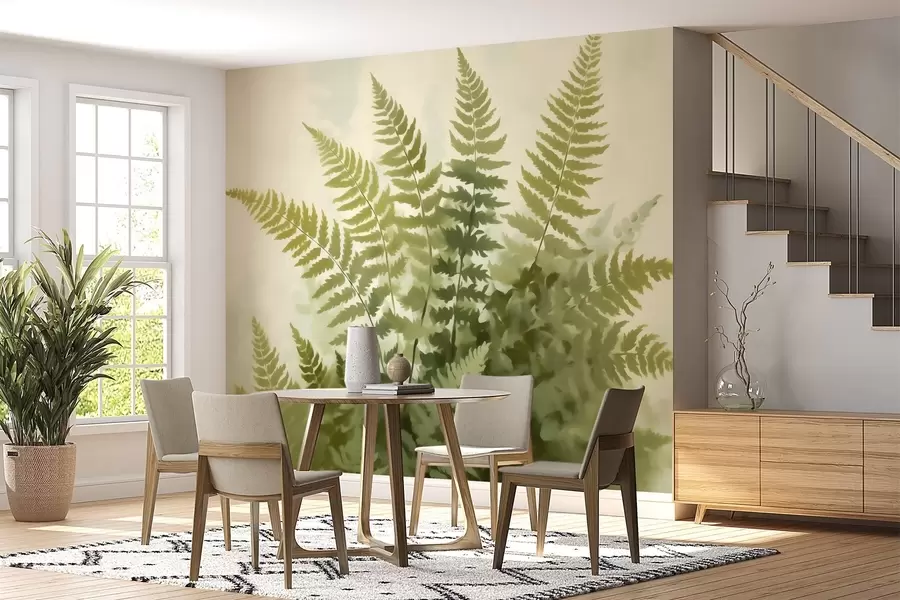 Fototapety Abstraktné štýlizované listy paprade, imitácia maľby w05852