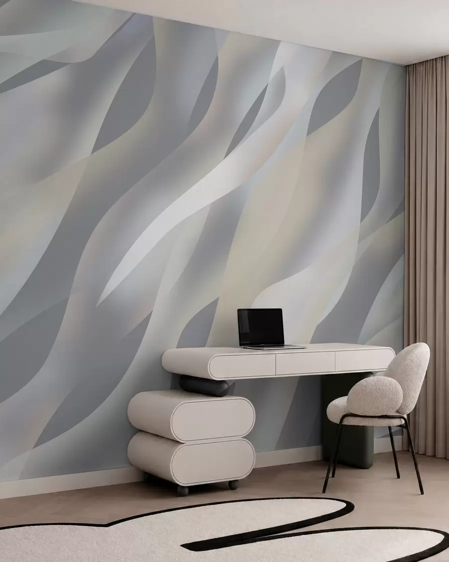 Fototapety Abstraktné vlny v odtieňoch šedej a béžovej na tmavošedom pozadí w05758v2