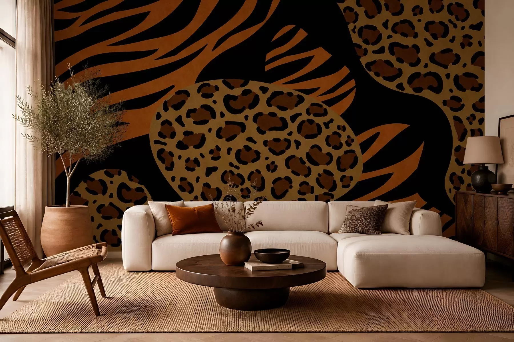 Fototapety Vzory s motívmi leoparda a tigra inšpirované divokými zvieratami w05759
