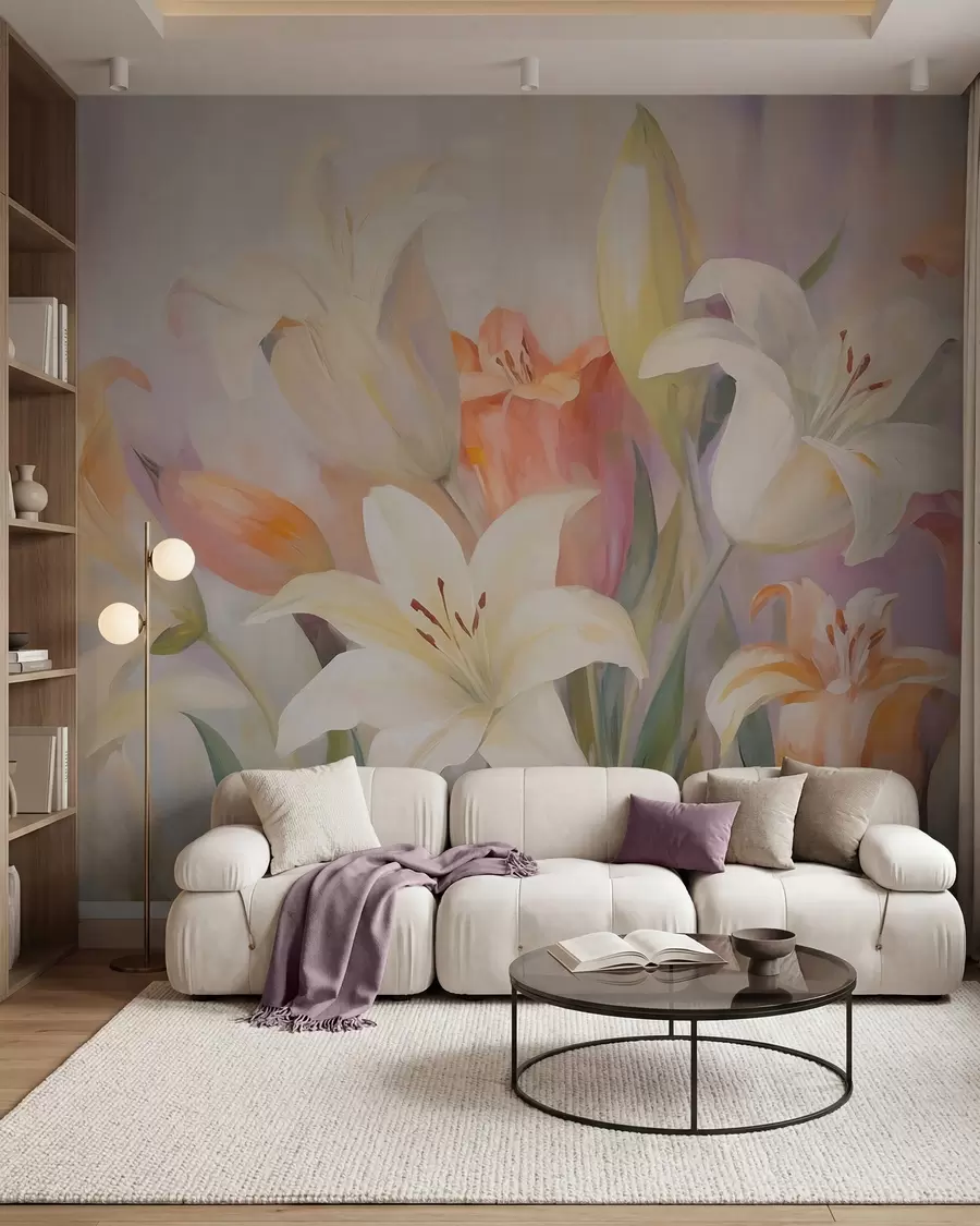 Fototapety Abstraktné ľalie, imitácia maľby w05878