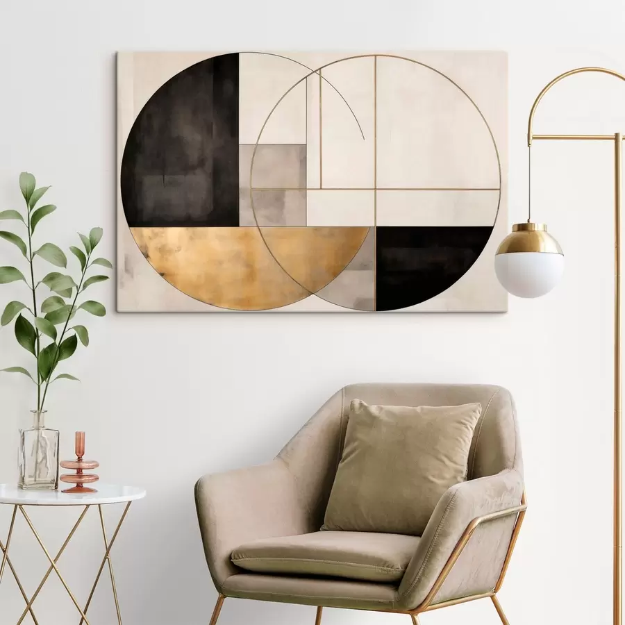 Fototapety Geometrické kruhy a obdĺžniky v neutrálnych odtieňoch s50595