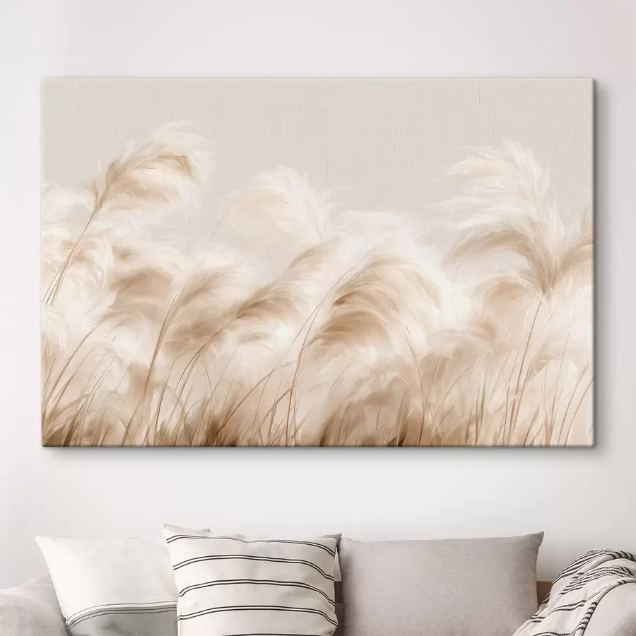 Fototapety Péřovité bledé trávy na jemnom neutrálnom pozadí s50598