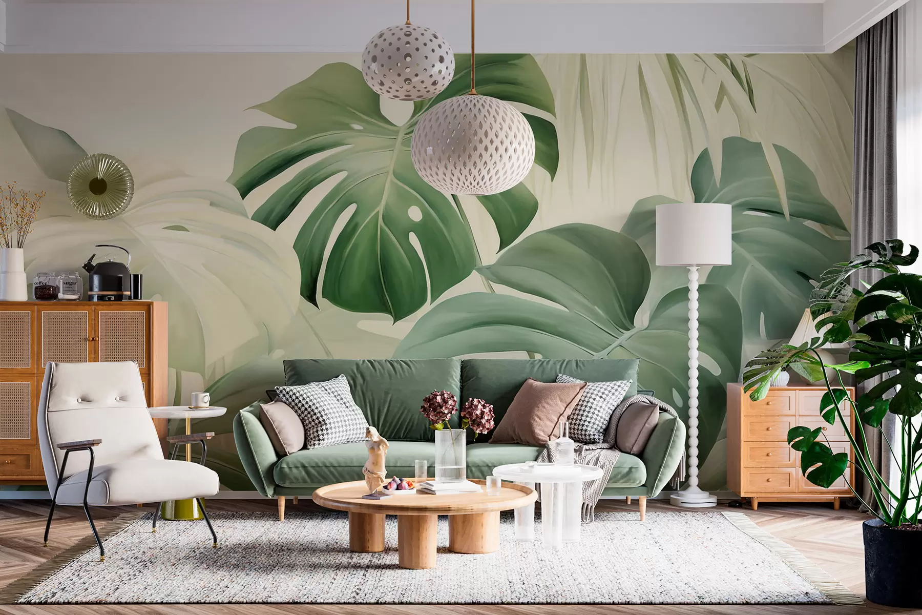 Fototapety Monstera, palmové listy w05909